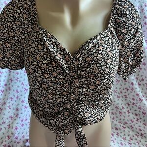 Floral Black and White Women's Top